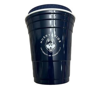 UConn Husky Logo 16 oz Blue Party Cup with White Trim